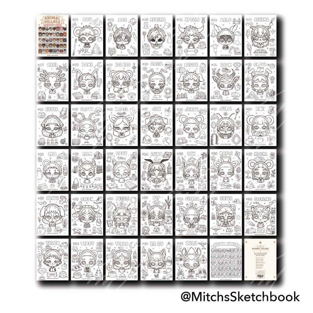 Animal Village Coloring Book