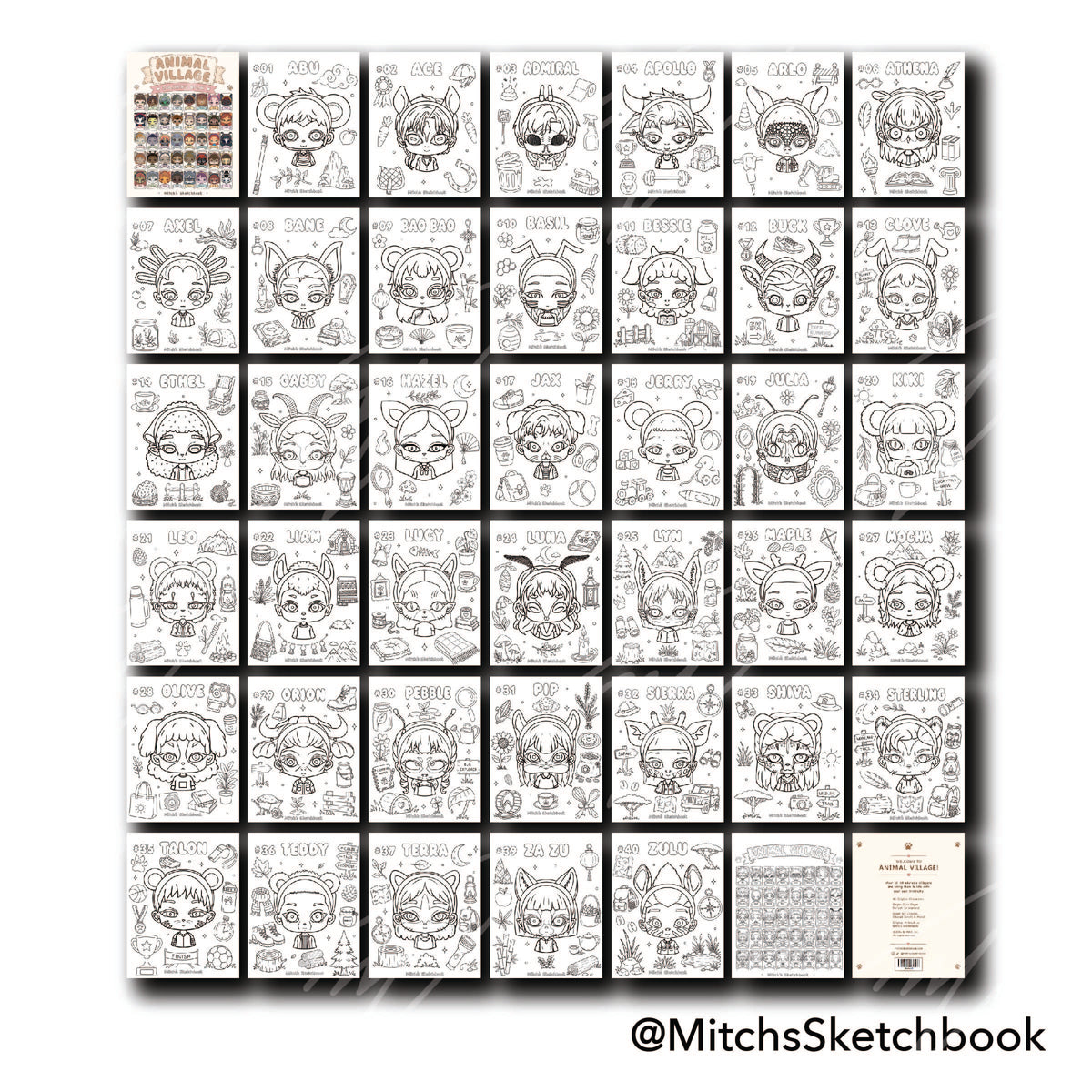 Animal Village Coloring Book