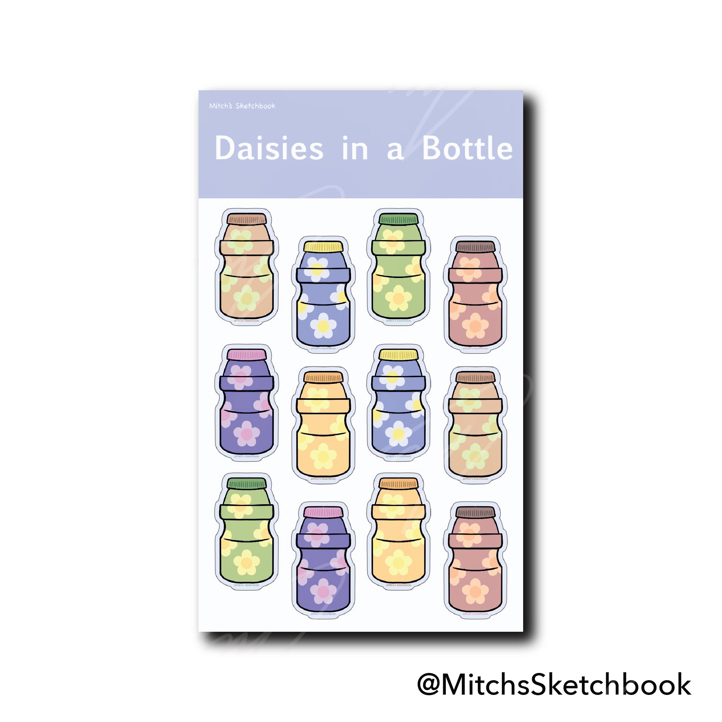 Daisies in a Bottle - Mini Sticker Sheet + Surprise Large Sticker