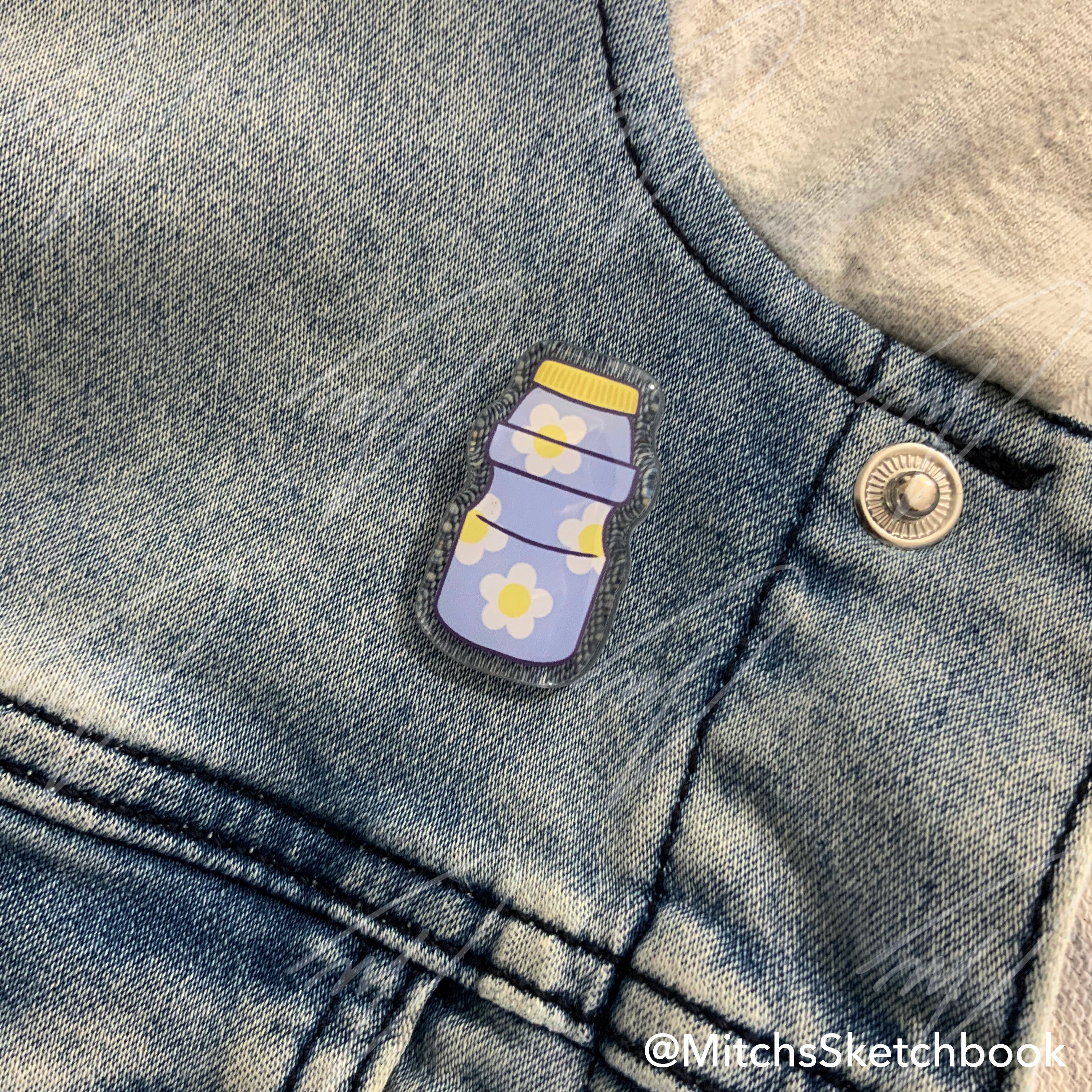 Daisies in a Bottle Acrylic Pin