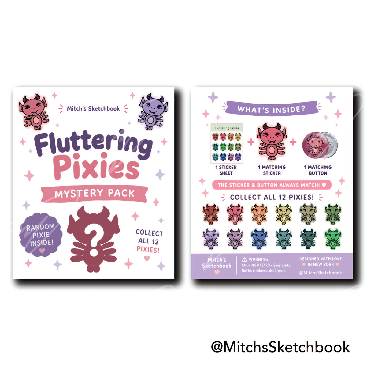 Fluttering Pixies Blind Bag (Sticker Sheet + Mystery Button + Sticker)