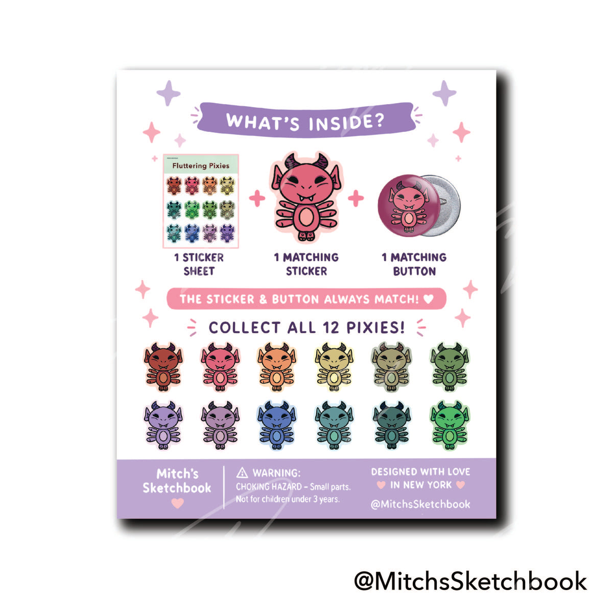 Fluttering Pixies Blind Bag (Sticker Sheet + Mystery Button + Sticker)