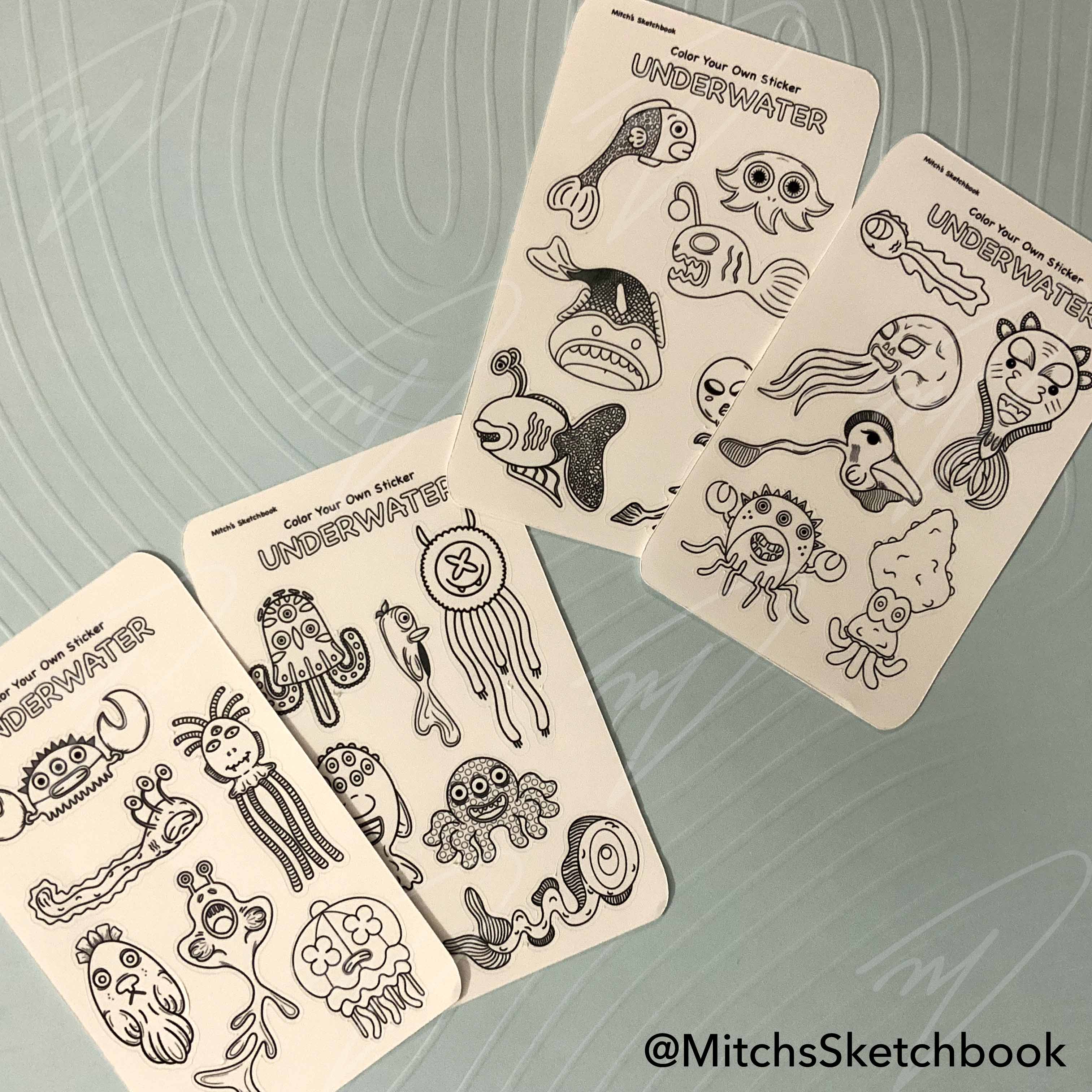 Underwater Sea Creatures - Color-Your-Own Stickers Set (Sticker Sheets)