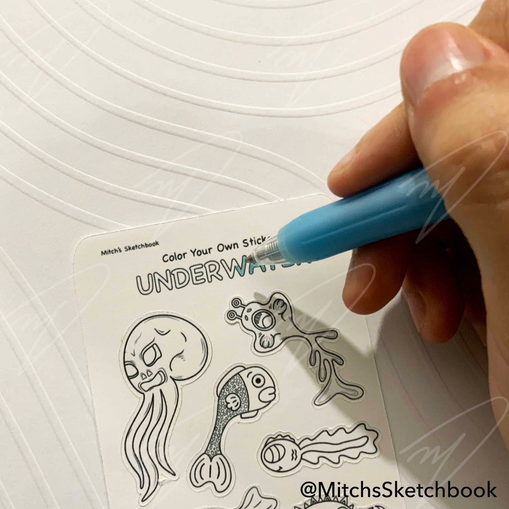 Underwater Sea Creatures - Color-Your-Own Stickers Set (Sticker Sheets)